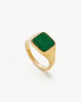 Lucy Williams Square Signet Ring | 18ct Gold Plated/Malachite