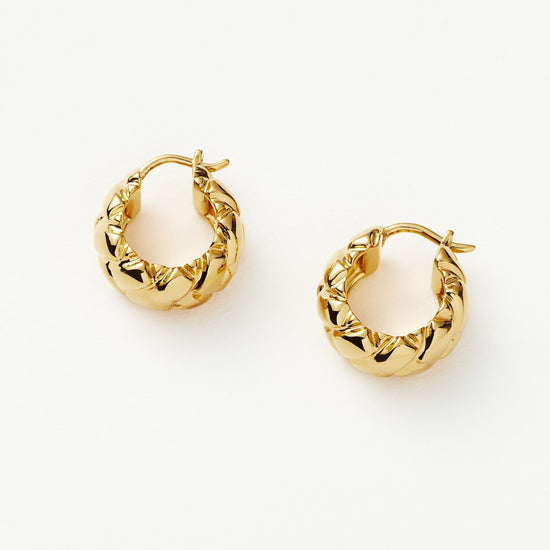 Lucy Williams Waffle Mini Hoop Earrings | 18ct Gold Plated Vermeil Earrings Missoma 