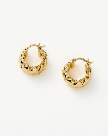 Lucy Williams Waffle Mini Hoop Earrings | 18ct Gold Plated Vermeil Earrings Missoma 