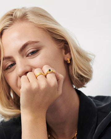 Marina Double Rope Gemstone Ring | 18ct Gold Plated Vermeil/Black Onyx Rings Missoma 