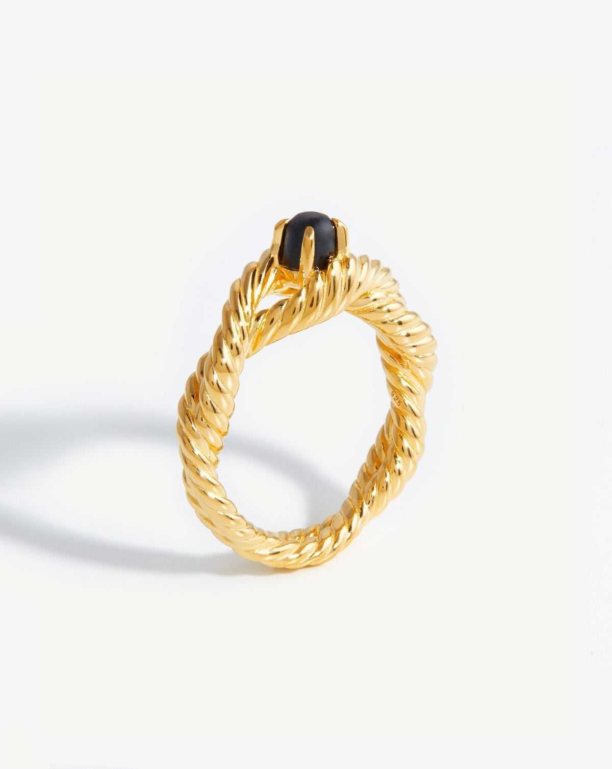 Marina Double Rope Gemstone Ring | 18ct Gold Plated Vermeil/Black Onyx Rings Missoma 