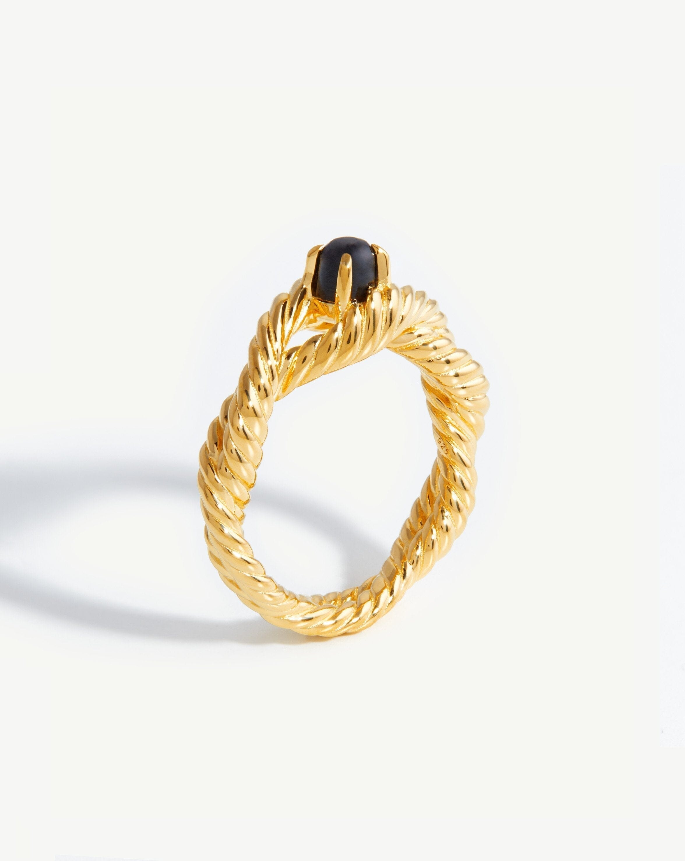 Marina Double Rope Gemstone Ring | 18ct Gold Plated Vermeil/Black Onyx Rings Missoma 