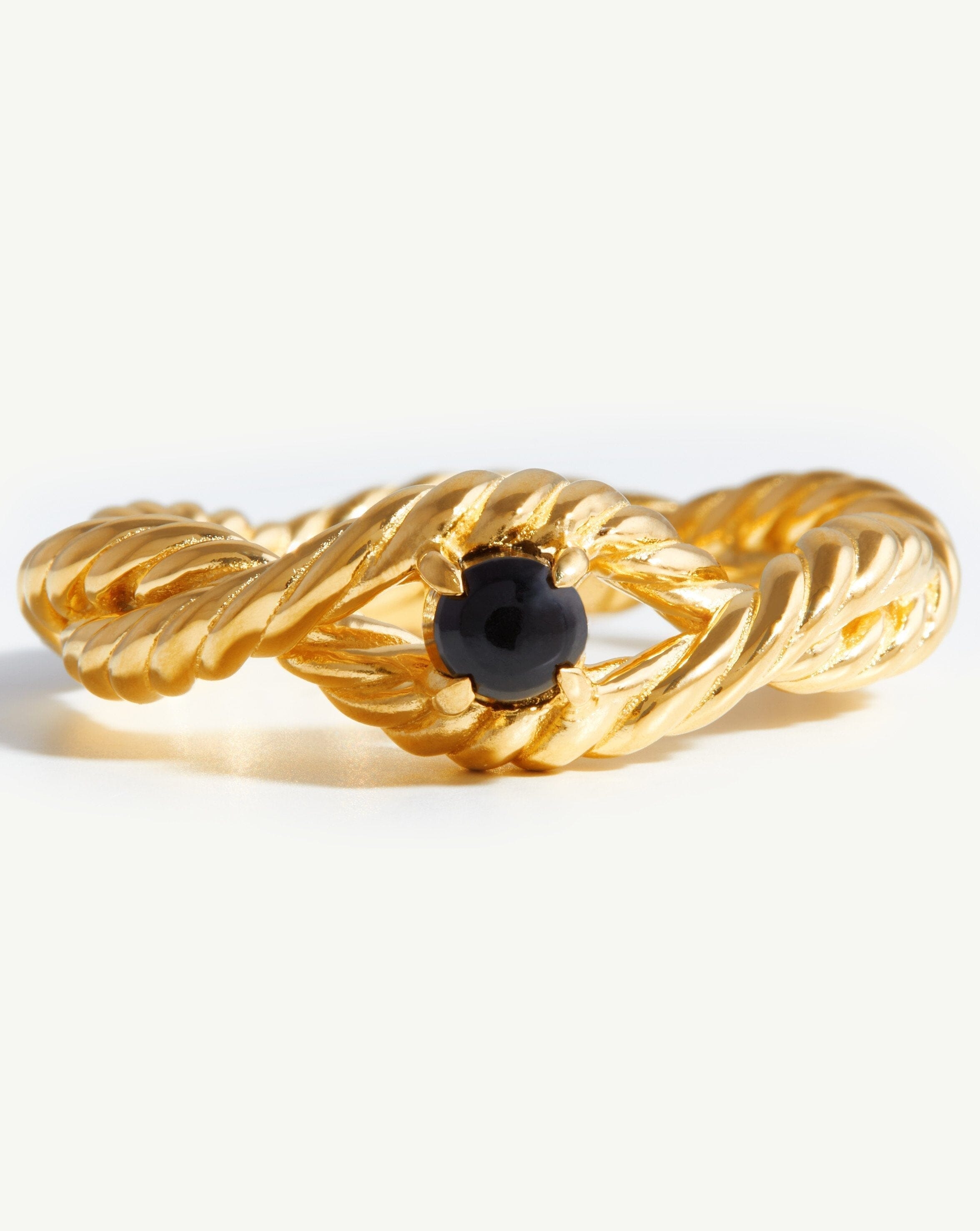 Marina Double Rope Gemstone Ring | 18ct Gold Plated Vermeil/Black Onyx Rings Missoma 