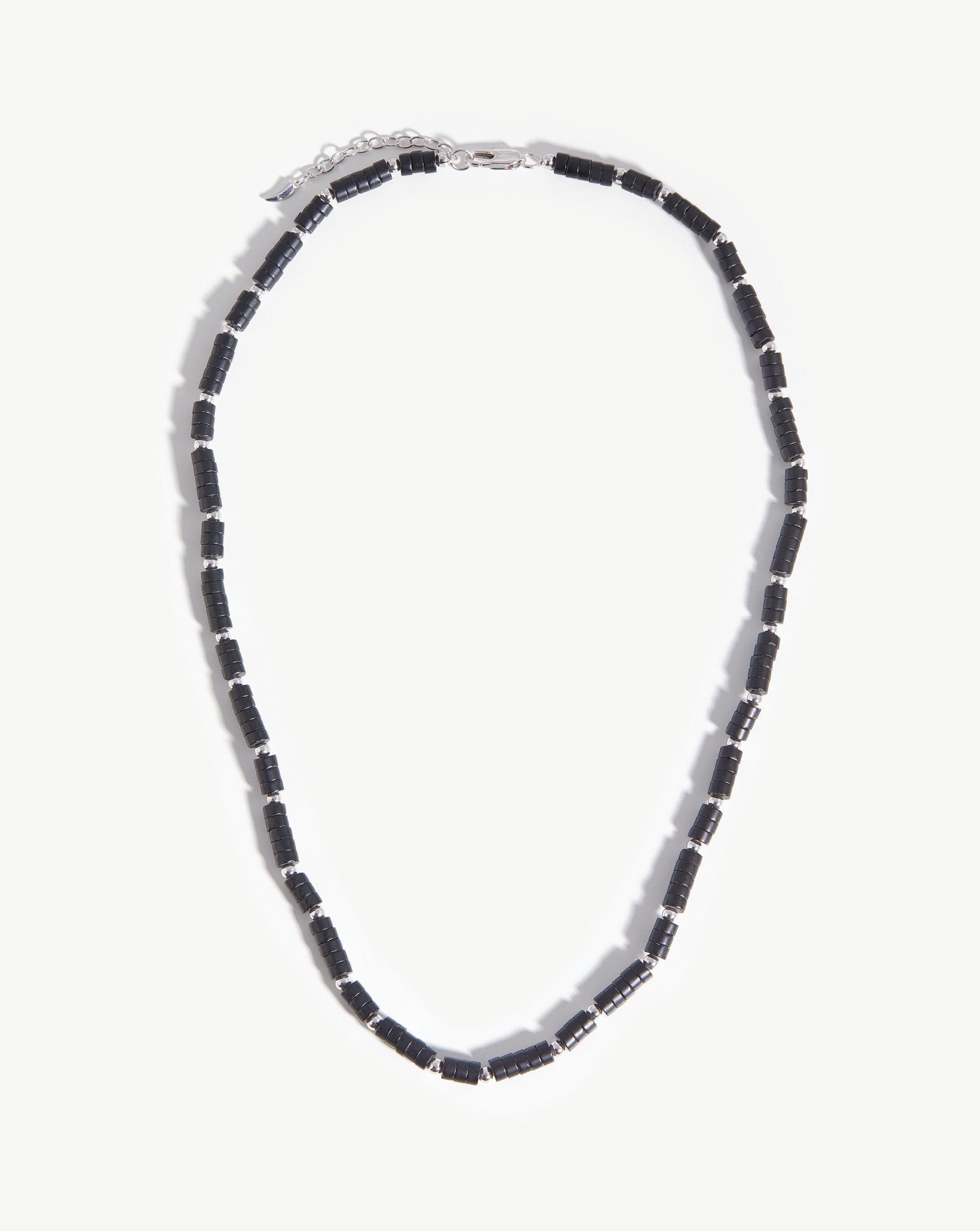 Medium Beaded Stack Necklace | Silver Plated/Black Onyx Necklaces Missoma 