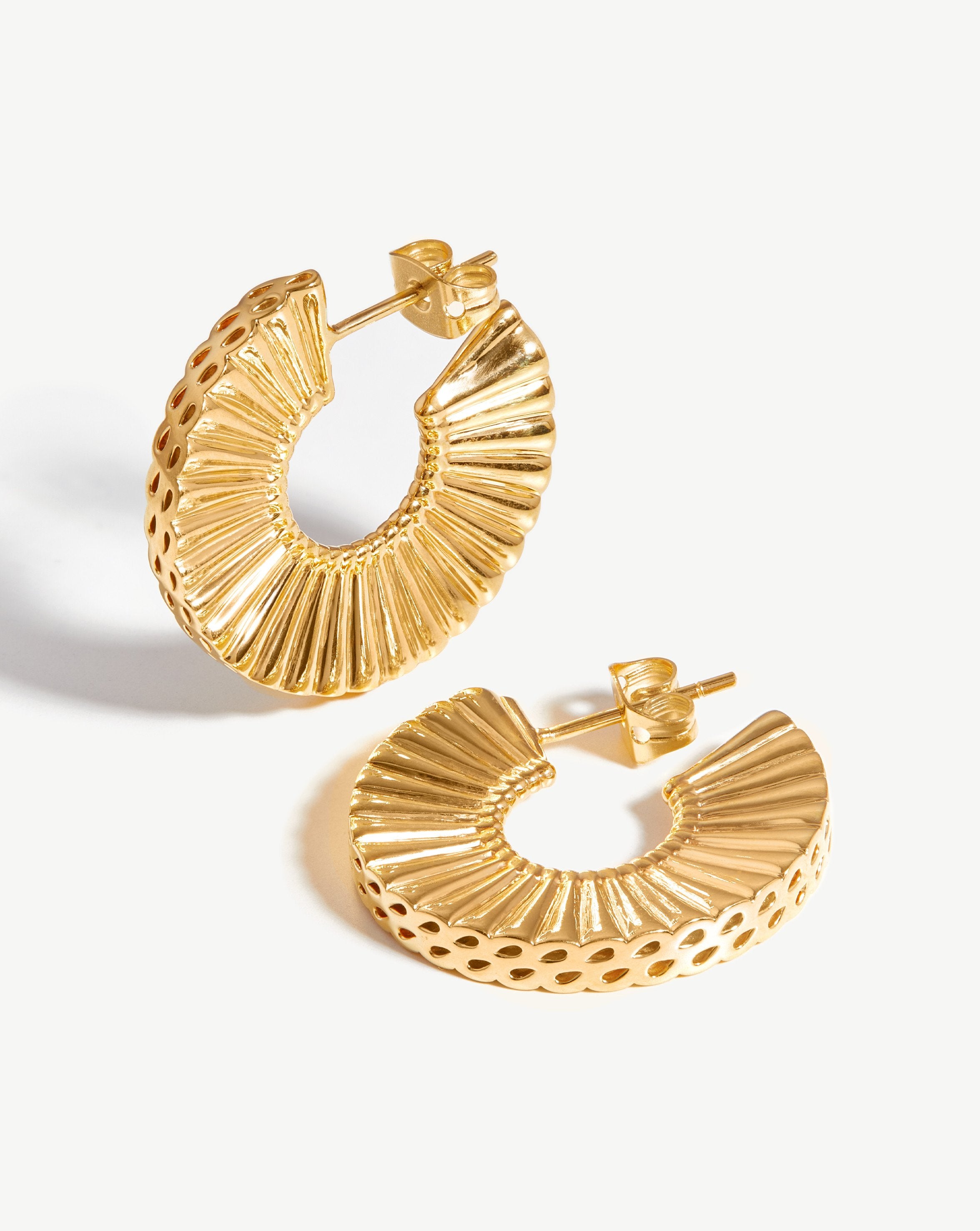 Medium Flat Frill Hoop Earrings Earrings Missoma 18ct Gold Plated 
