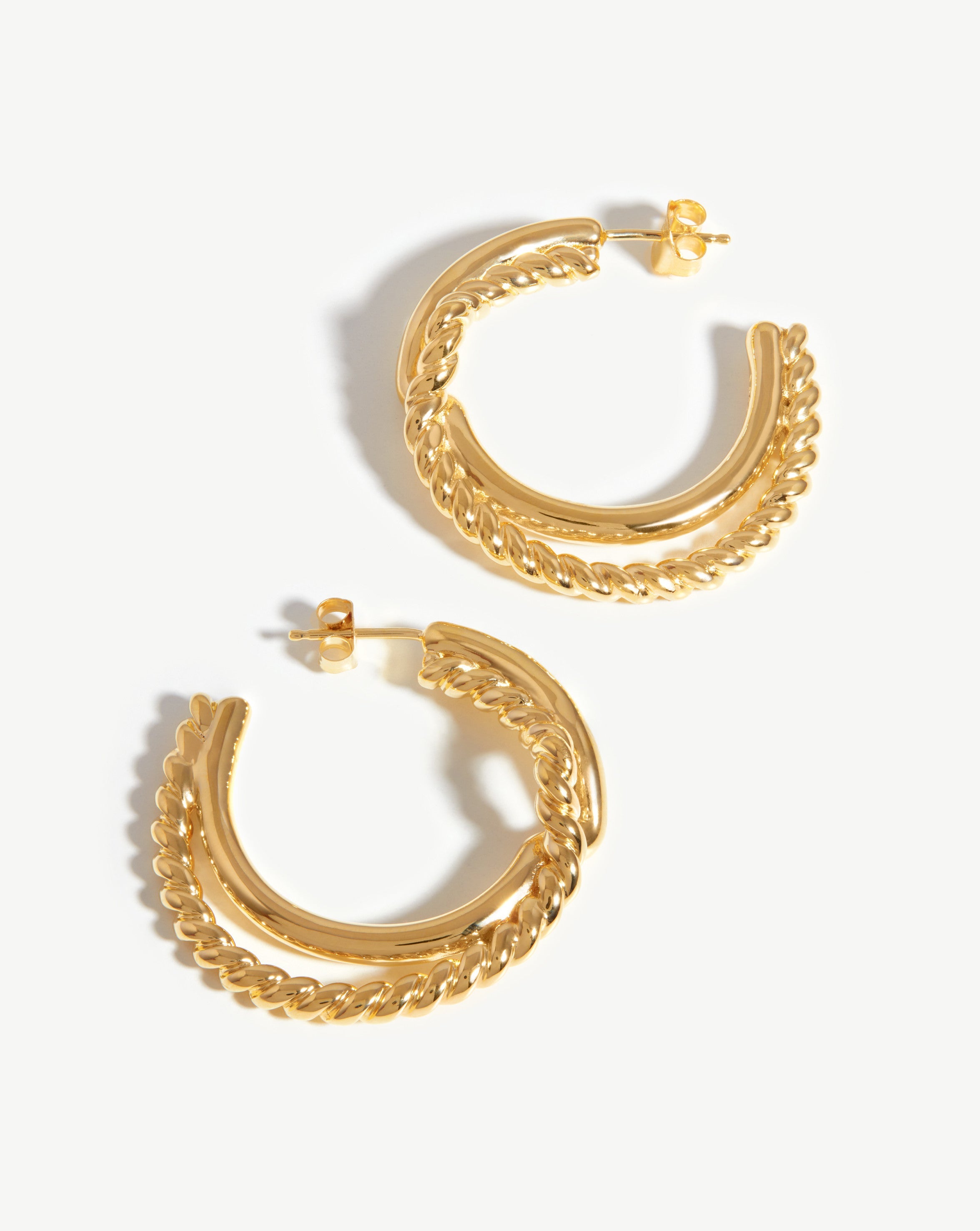 Medium Reel Twine Hoop Earrings Earrings Missoma 18ct Gold Plated 
