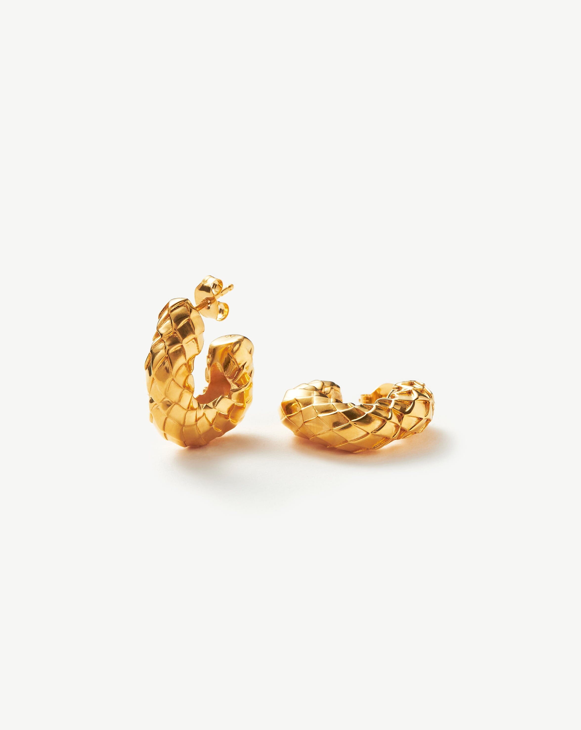 Medium Serpent Textured Chubby Hoop Earrings | 18ct Gold Plated