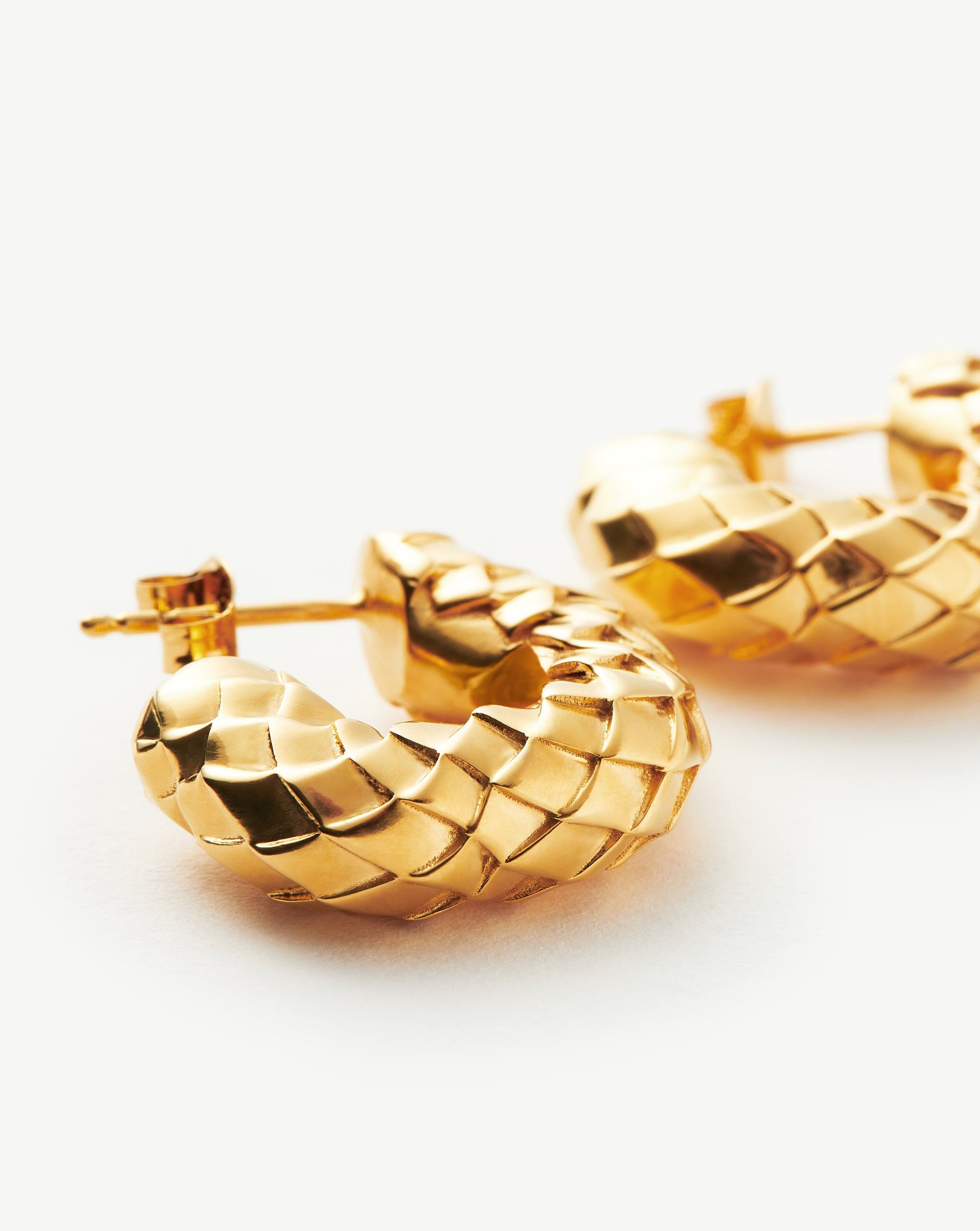 Medium Serpent Textured Chubby Hoop Earrings | 18ct Gold Plated Earrings Missoma 