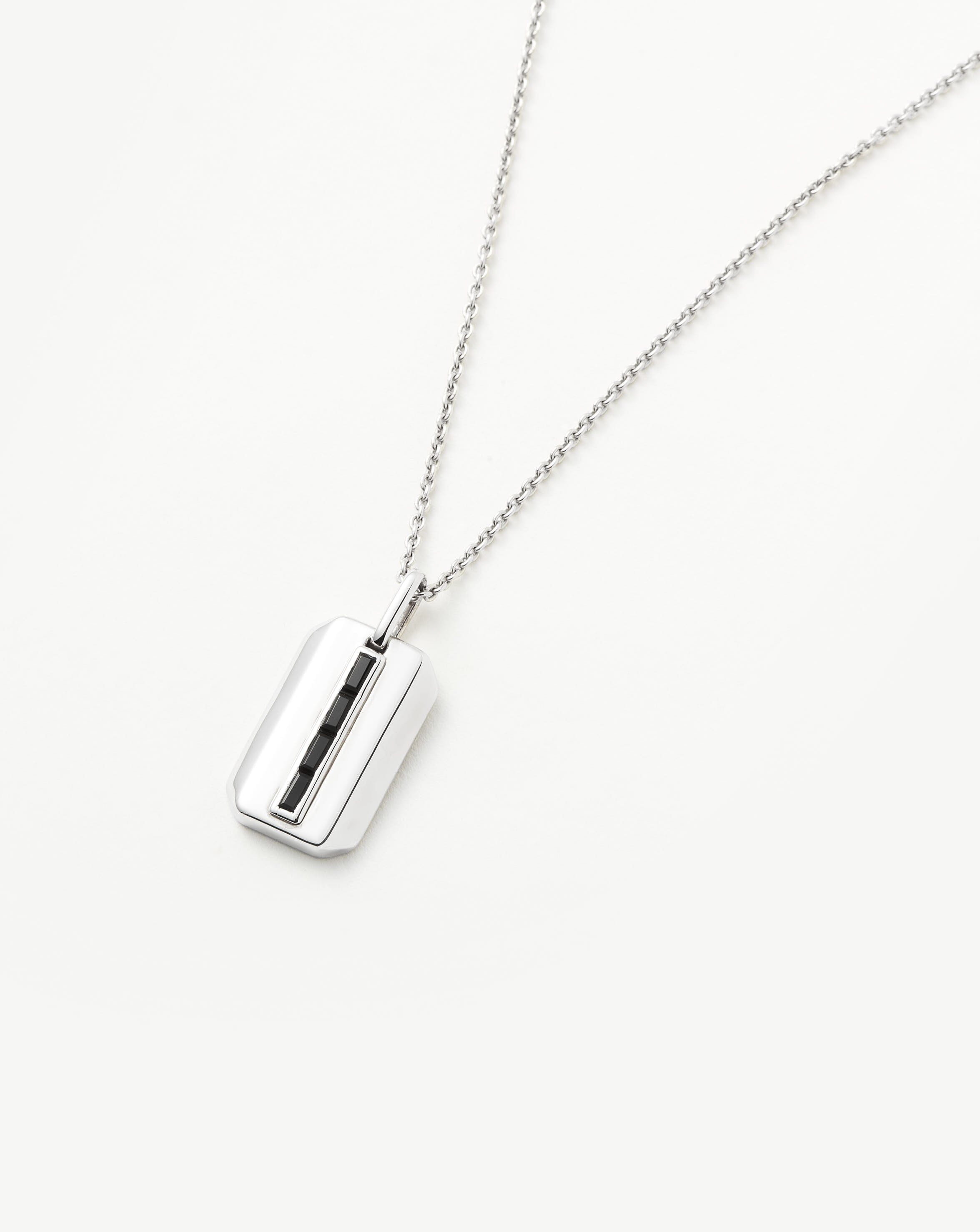 Men's Engravable Black Onyx Tag Pendant Necklace | Sterling Silver/Black Onyx Necklaces Missoma 
