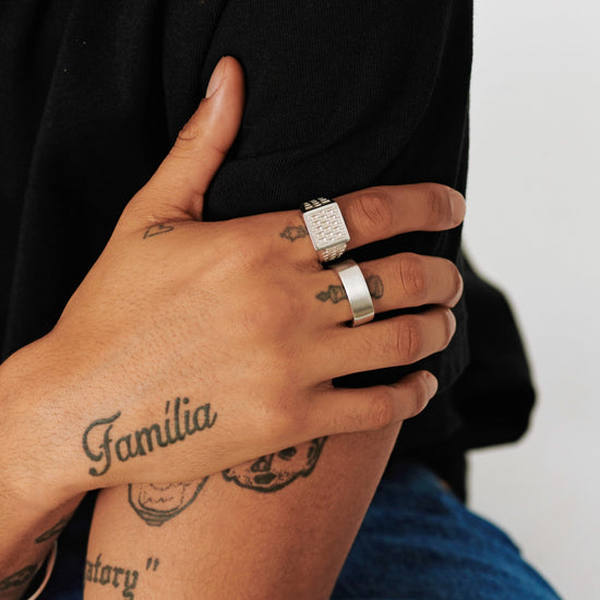 Mens Engravable Matte Wide Ring | Sterling Silver Rings Missoma 