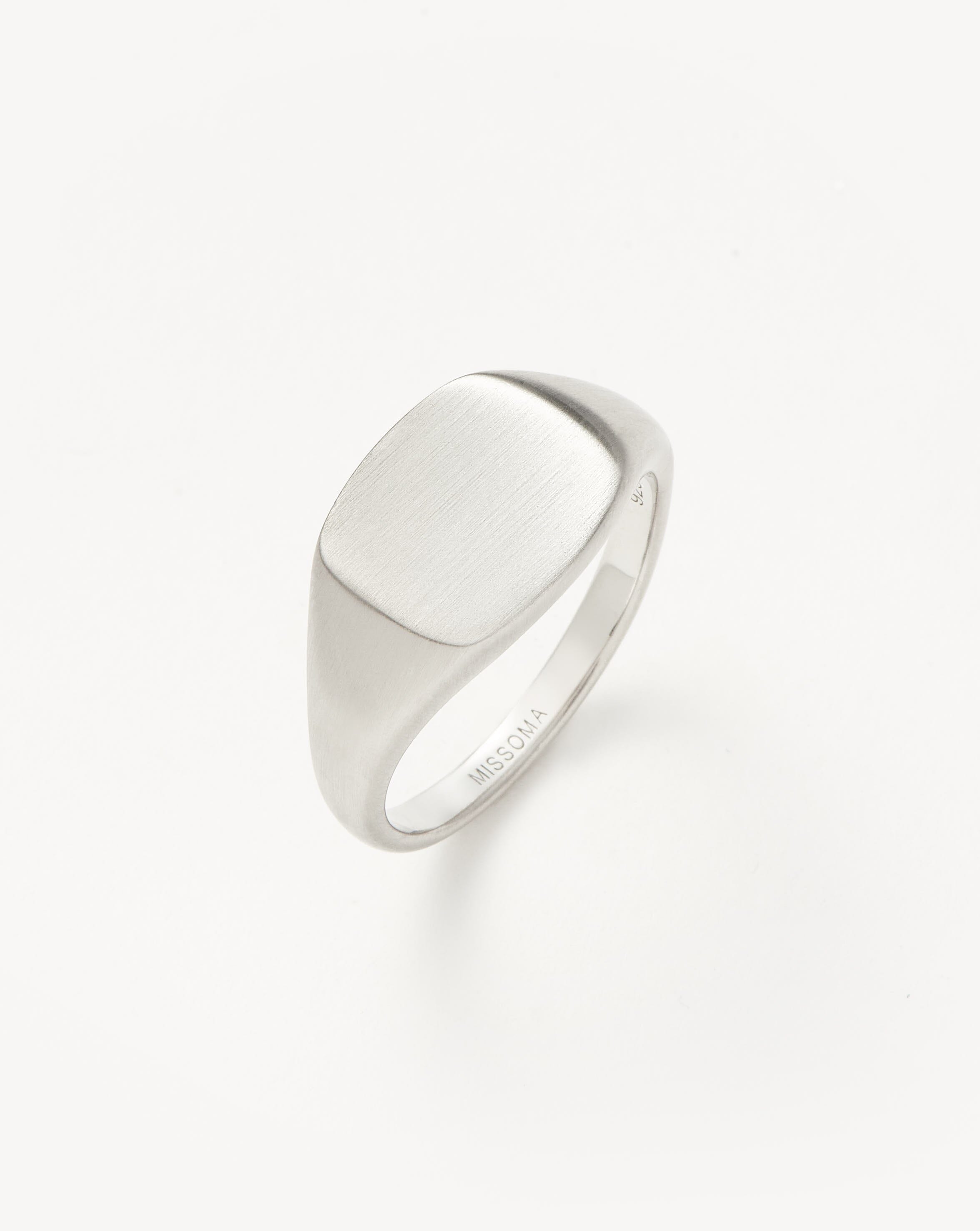 Men's Stainless Steel Signet Ring – Silver, Personalized Initial Style, Everyday Wear