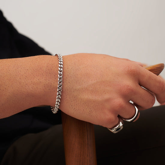 Men's Flat Curb Chain Bracelet | Silver Plated Bracelets Missoma 