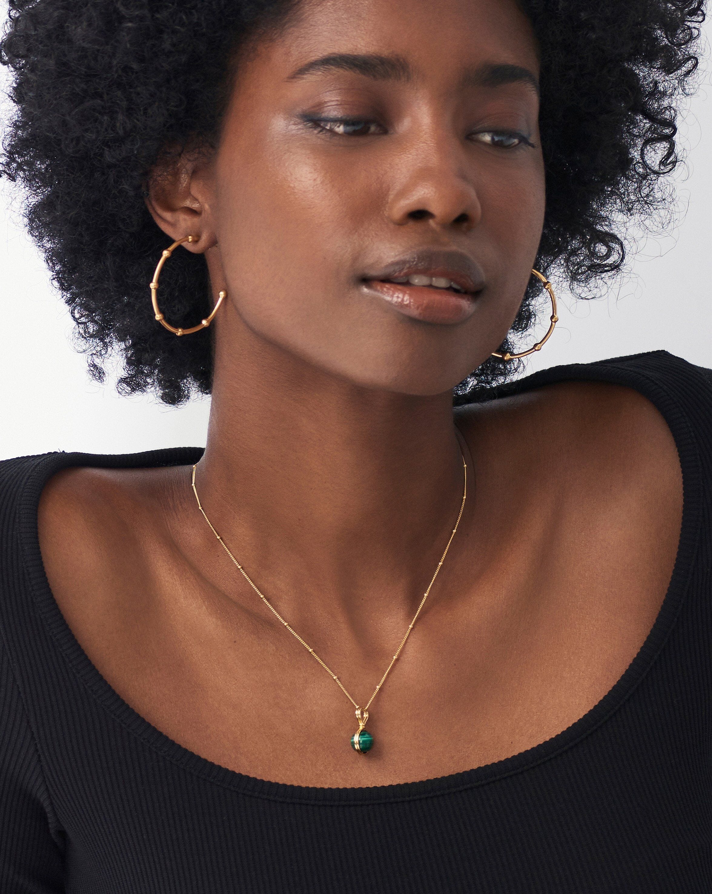 Mini Sphere Pendant Necklace | 18ct Gold Plated Vermeil/Malachite Necklaces Missoma 