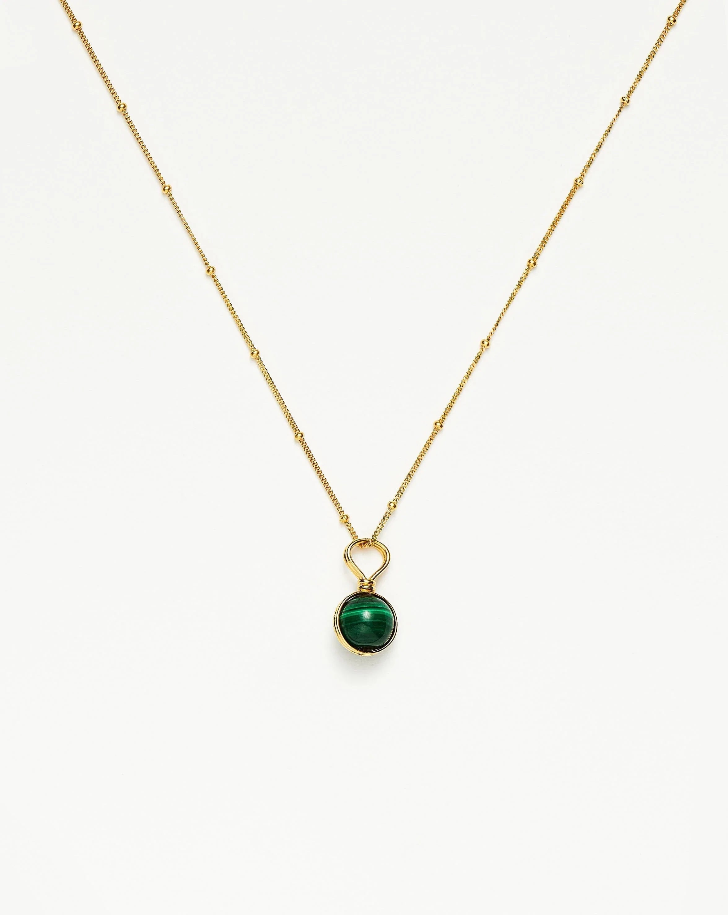 Mini Sphere Pendant Necklace | 18ct Gold Plated Vermeil/Malachite Necklaces Missoma 
