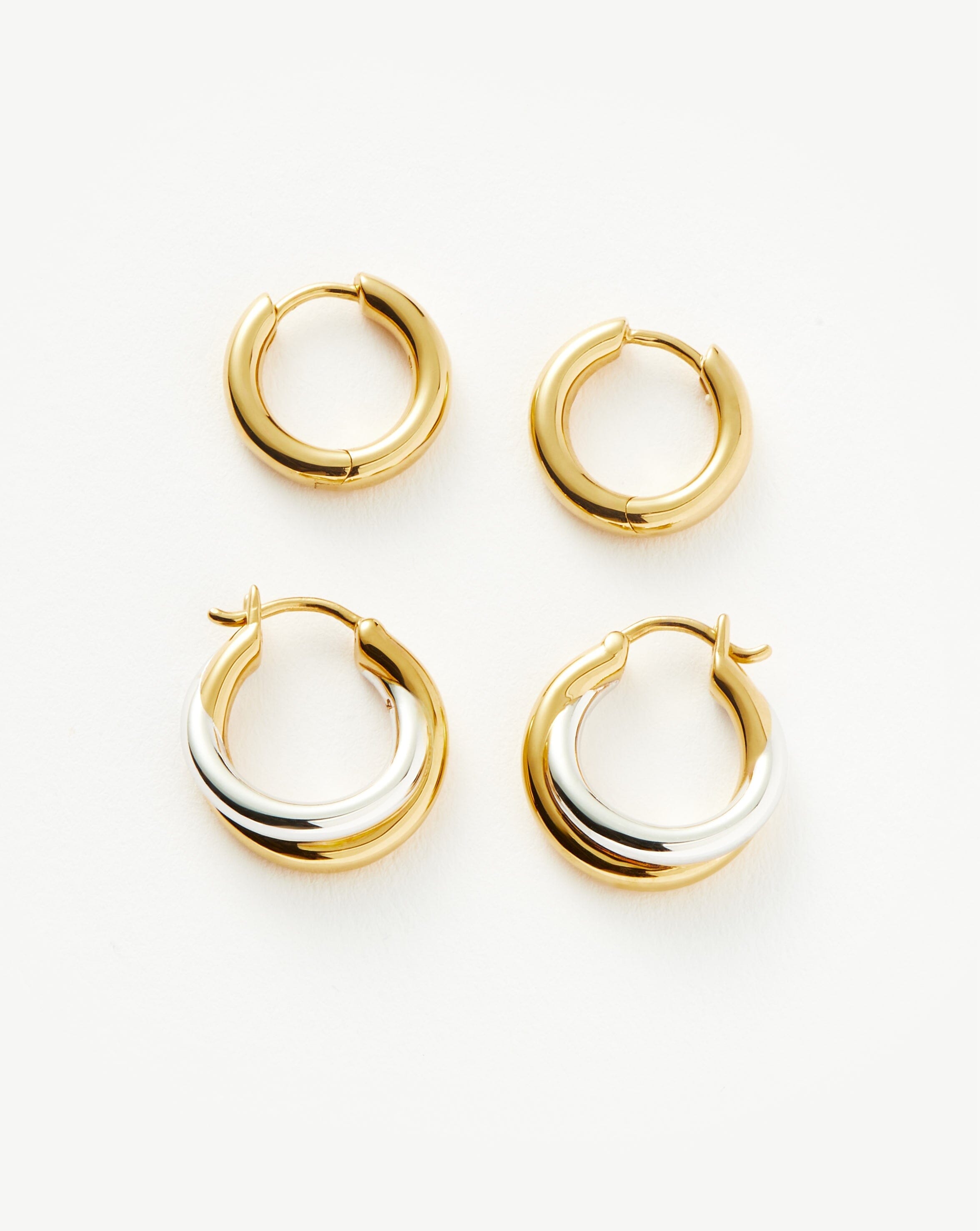 Mixed Metals Entwine & Tunnel Mini Hoop Earring Set Earrings Missoma 