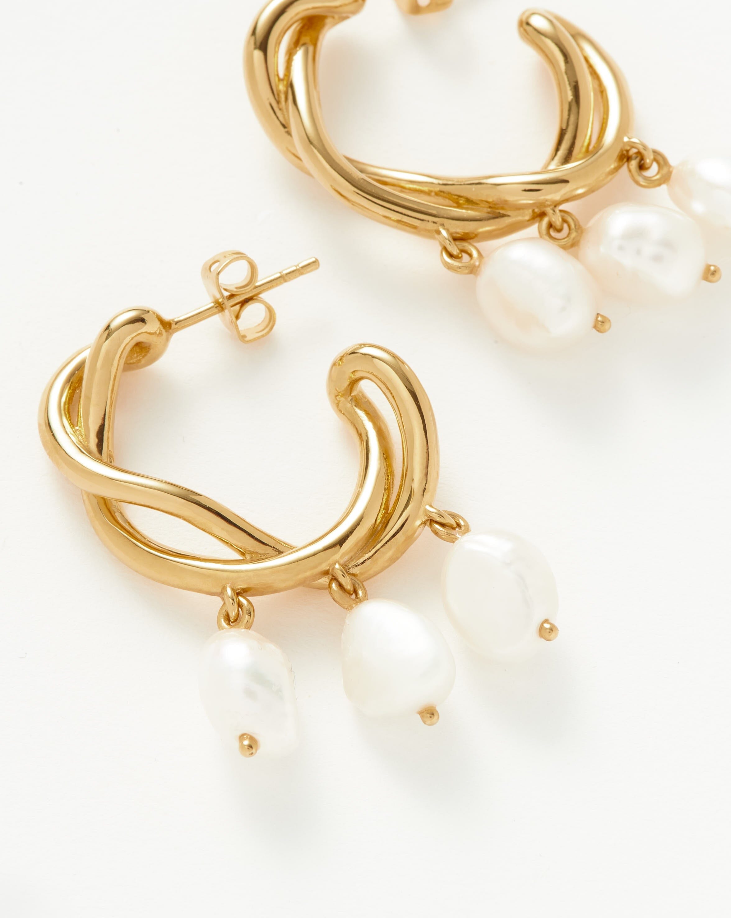 Molten Baroque Pearl Drop Hoop Earrings Earrings Missoma 