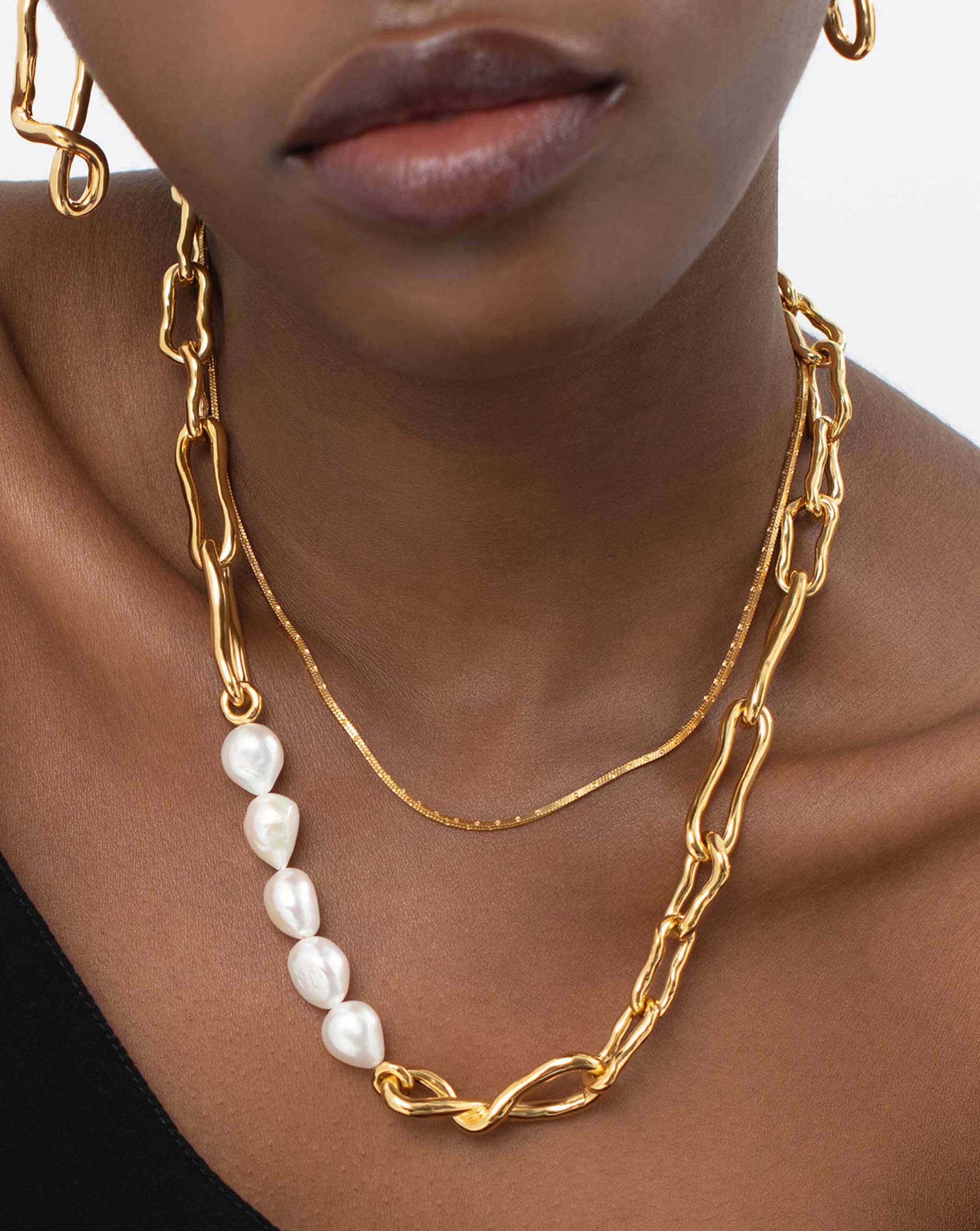 Molten Baroque Pearl Twisted Chain Necklace Necklaces Missoma 