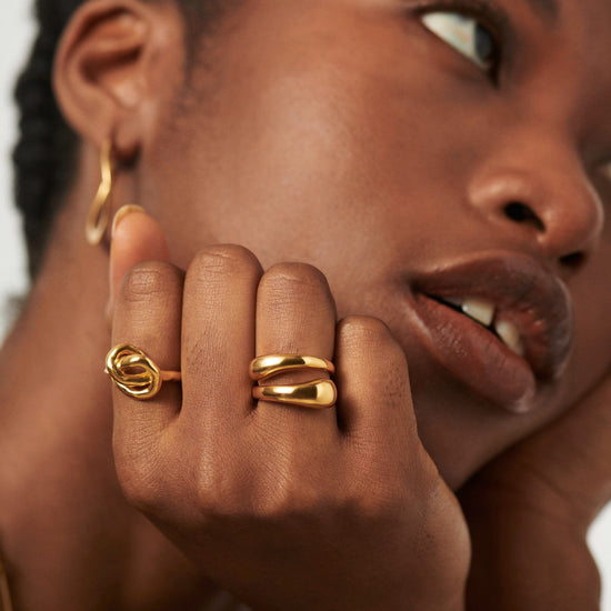 Molten Double Stacking Ring Set | 18ct Gold Plated Rings Missoma 
