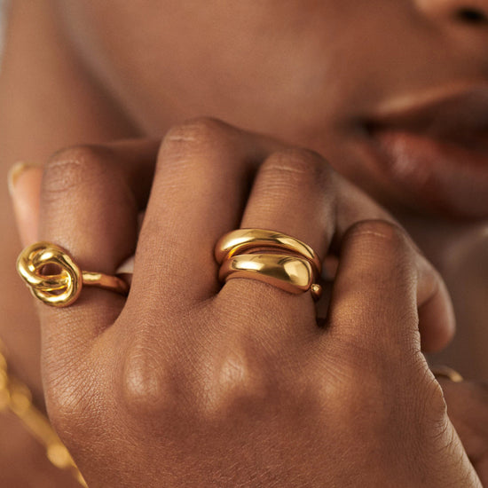 Molten Double Stacking Ring Set | 18ct Gold Plated Rings Missoma 