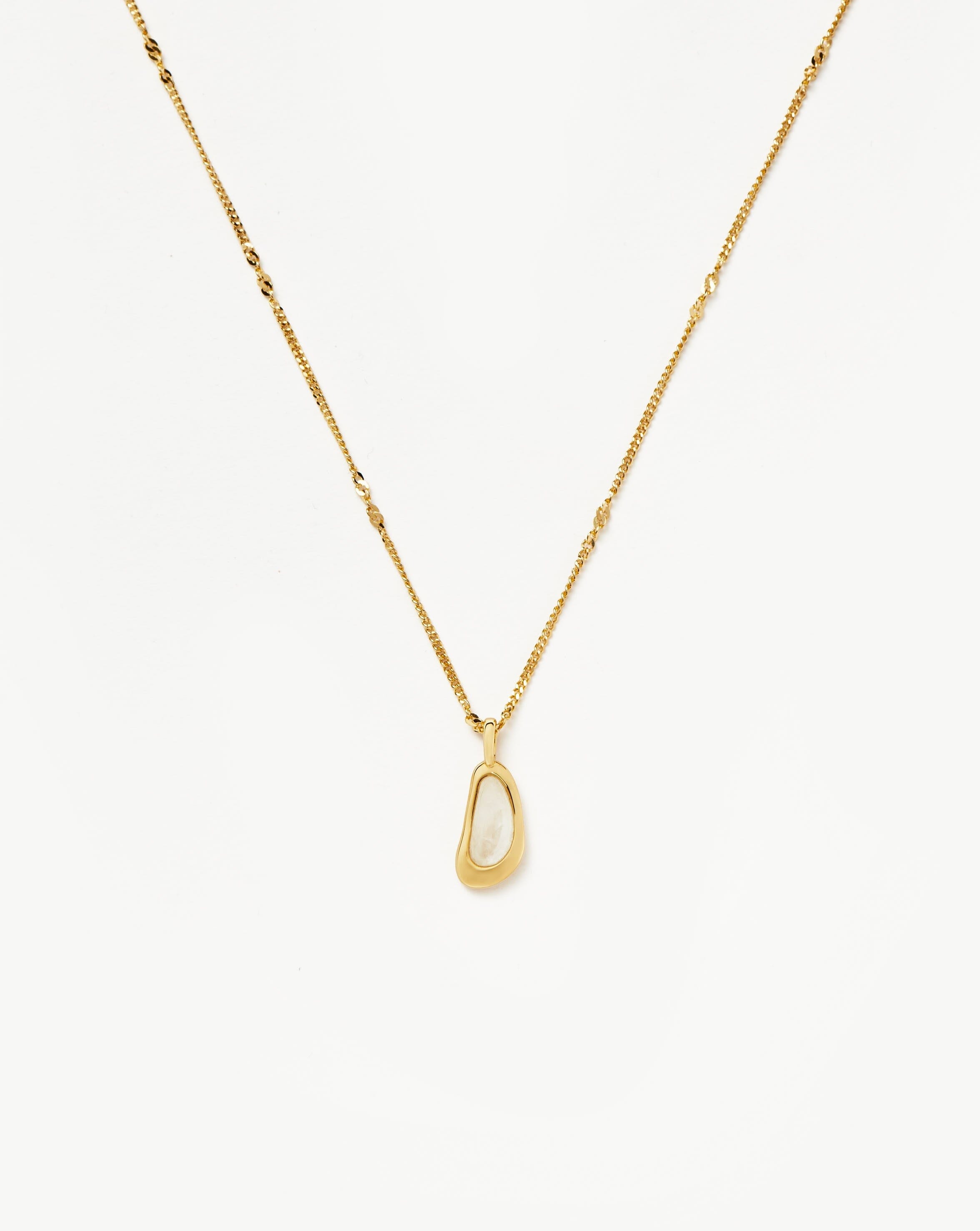 Molten Gemstone Bean Pendant Necklace | 18ct Gold Plated Vermeil/Rainbow Moonstone Necklaces Missoma 