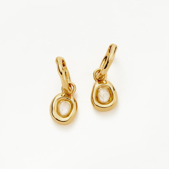 Molten Gemstone Doughnut Charm Mini Hoop Earrings | 18ct Gold Plated Vermeil/Rainbow Moonstone Earrings Missoma 