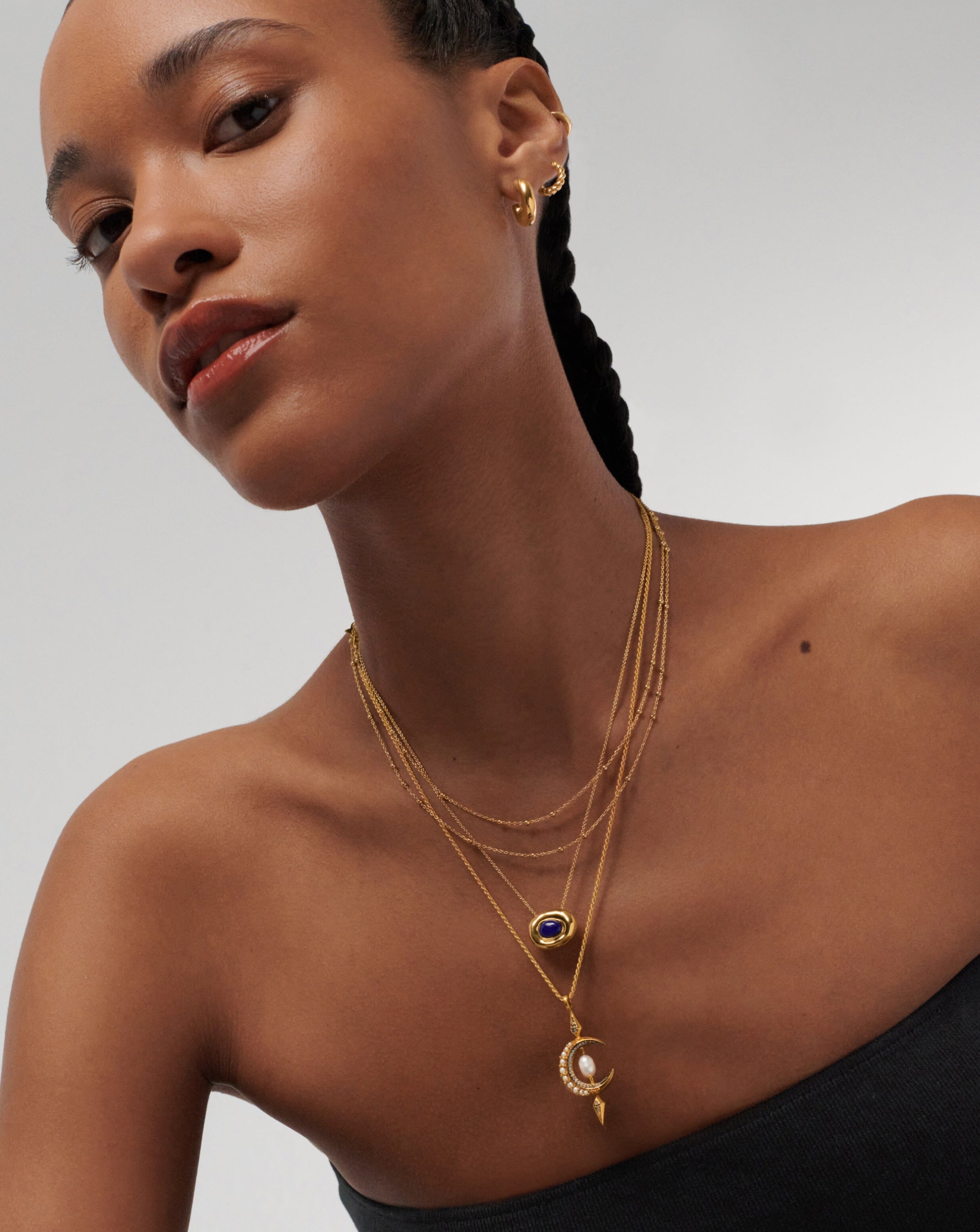 Molten Gemstone Doughnut Pendant Necklace | 18ct Gold Plated Vermeil/Lapis Necklaces Missoma 