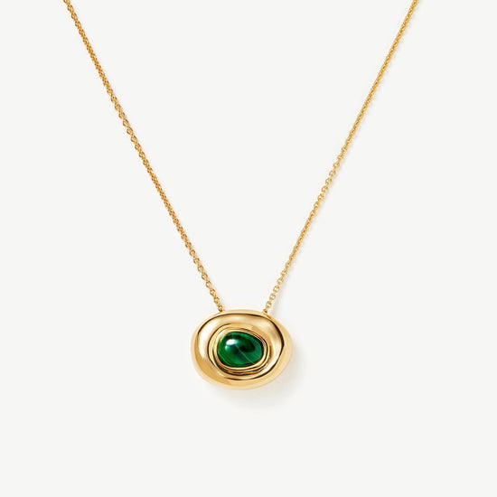 Molten Gemstone Doughnut Pendant Necklace | 18ct Gold Plated Vermeil/Malachite Necklaces Missoma 