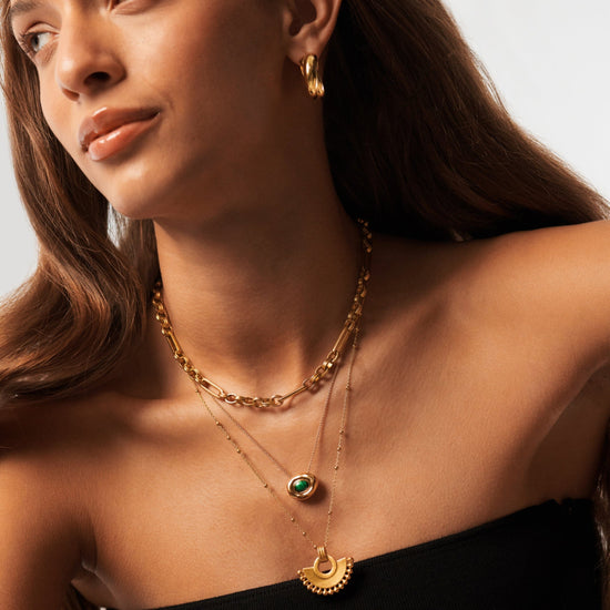 Molten Gemstone Doughnut Pendant Necklace | 18ct Gold Plated Vermeil/Malachite Necklaces Missoma 