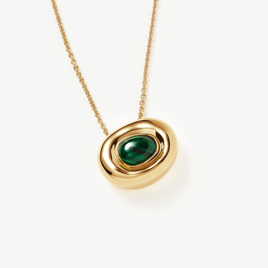Molten Gemstone Doughnut Pendant Necklace | 18ct Gold Plated Vermeil/Malachite Necklaces Missoma 
