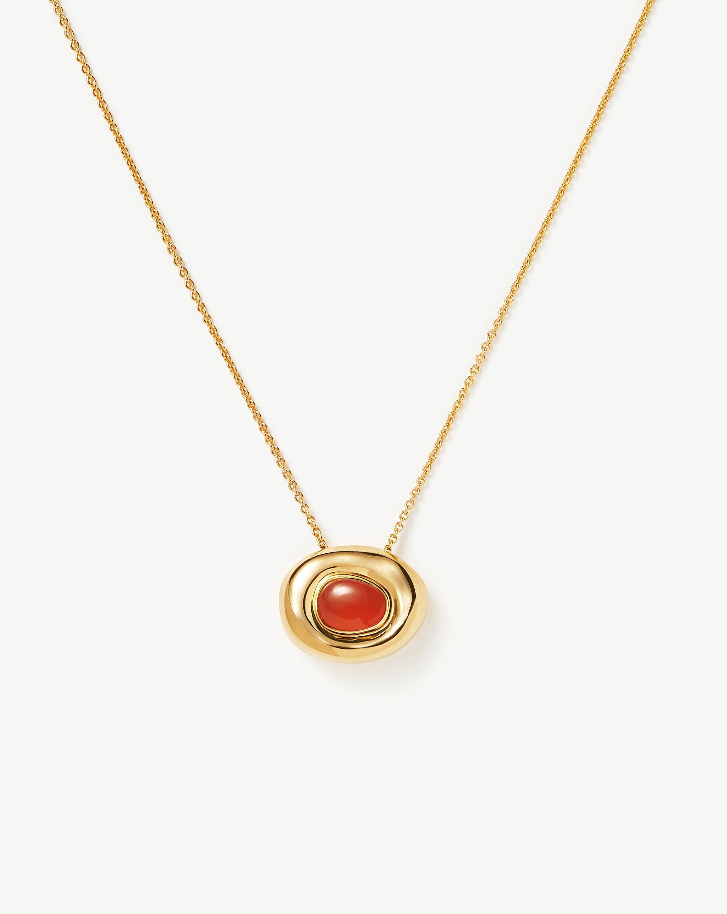 Molten Gemstone Doughnut Pendant Necklace | 18ct Gold Plated Vermeil/Orange Chalcedony Necklaces Missoma 