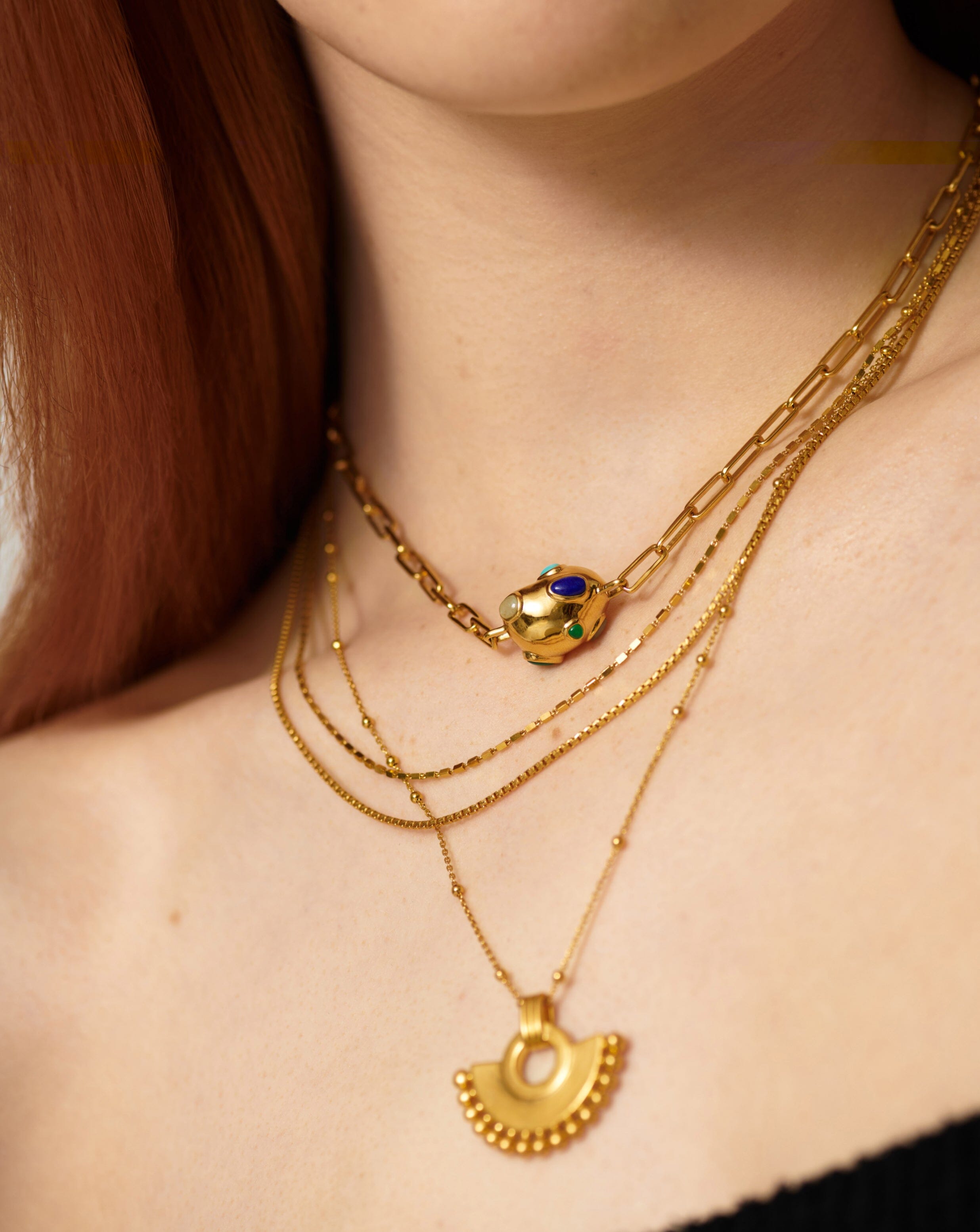Molten Gemstone Floating Nugget Pendant Choker | 18ct Gold Plated/Multi & Aqauamarine Necklaces Missoma 