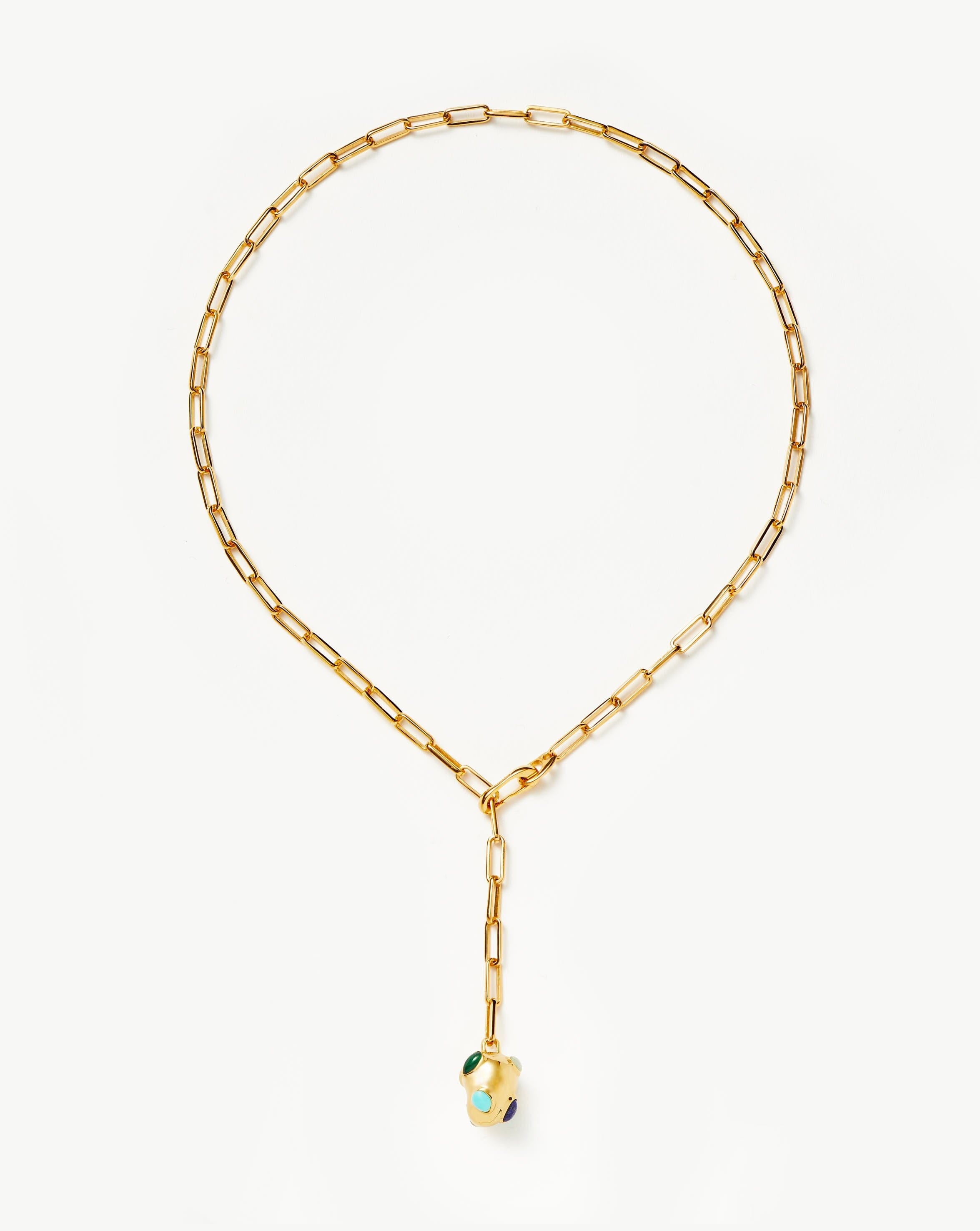 Molten Gemstone Nugget Pendant Lariat Necklace | 18ct Gold Plated/Multi Necklaces Missoma 