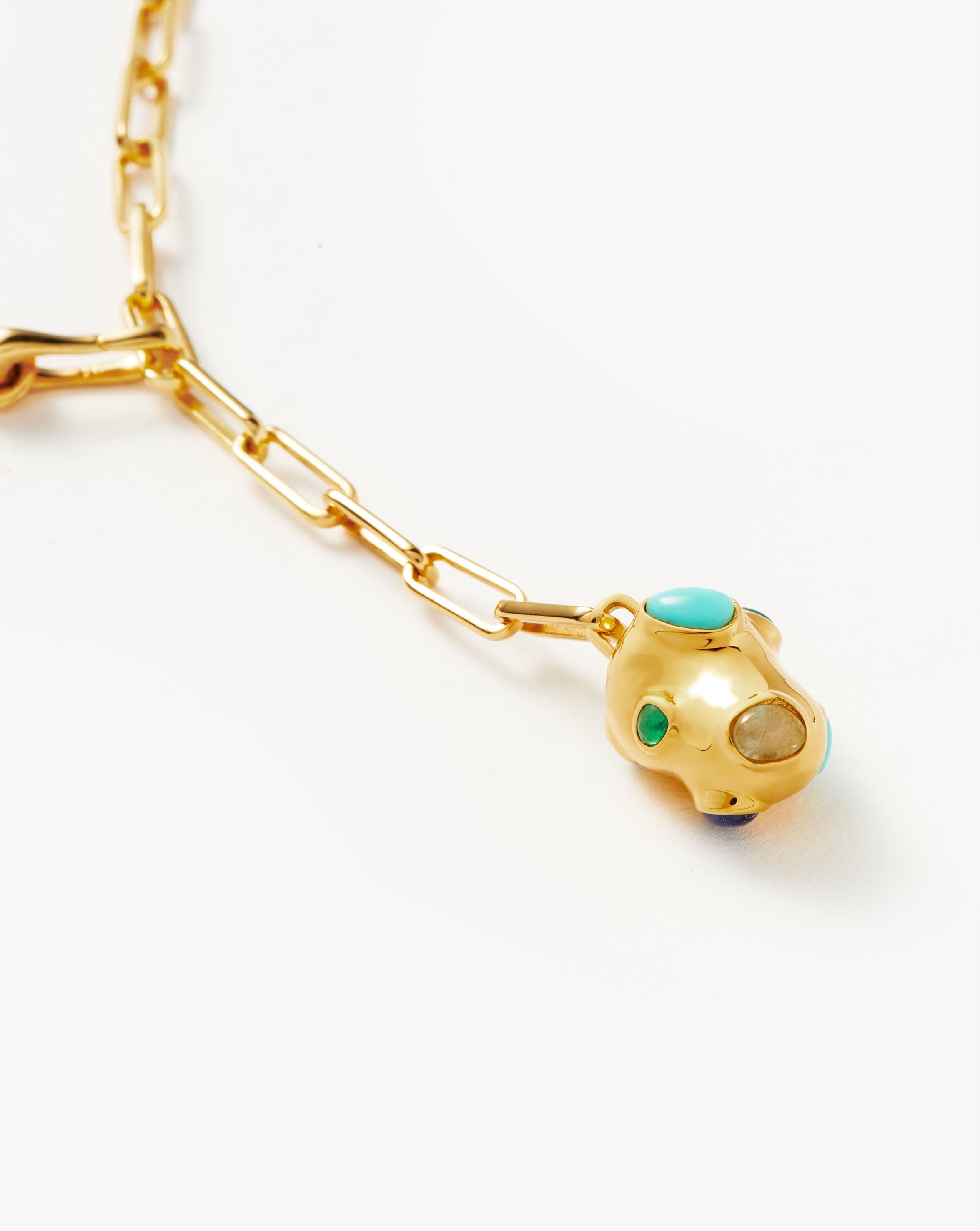 Molten Gemstone Nugget Pendant Lariat Necklace | 18ct Gold Plated/Multi Necklaces Missoma 