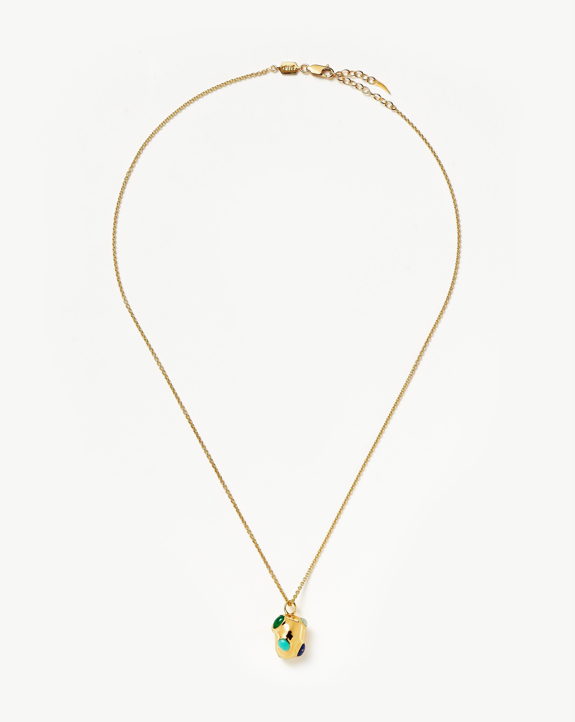 Molten Gemstone Nugget Pendant Necklace | 18ct Gold Plated Vermeil/Multi & Lapis Necklaces Missoma 