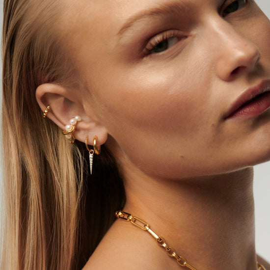 Molten Pearl Twisted Double Ear Cuff Earrings Missoma 