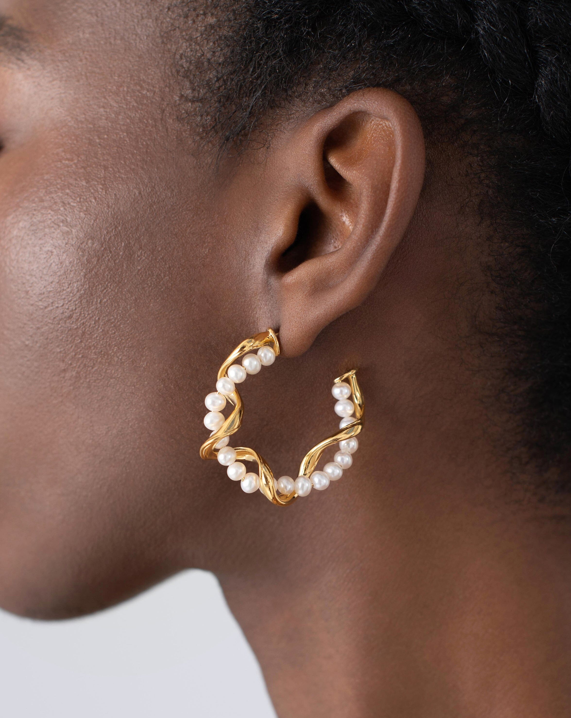 Molten Pearl Twisted Double Hoop Earrings Earrings Missoma 