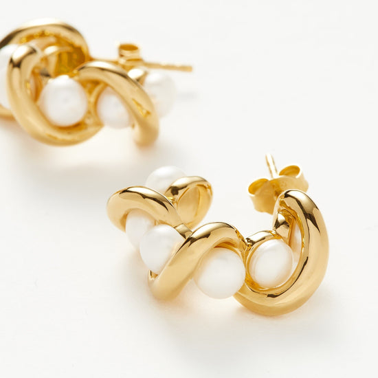 Molten Pearl Twisted Mini Double Hoop Earrings Earrings Missoma 