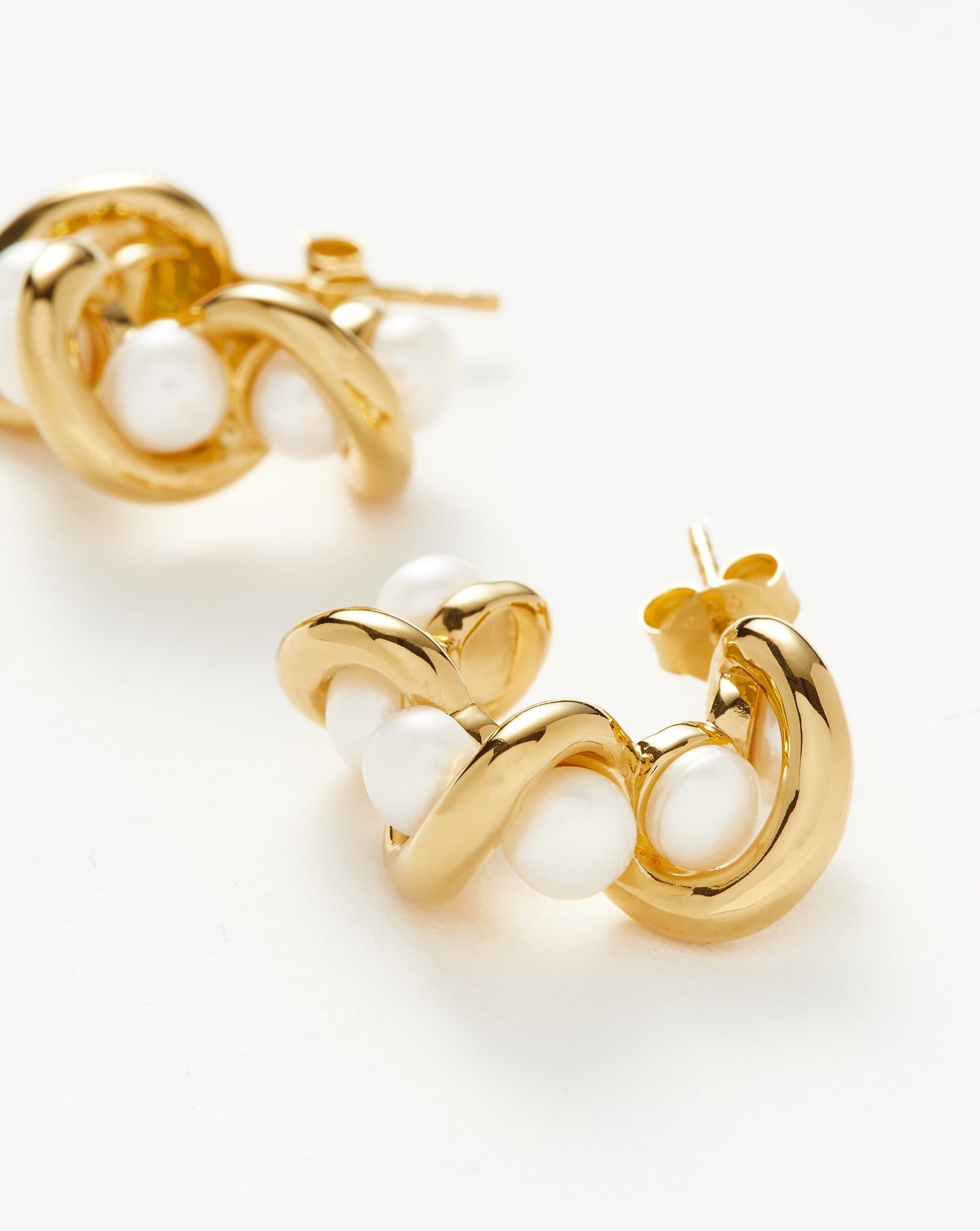 Molten Pearl Twisted Mini Double Hoop Earrings Earrings Missoma 