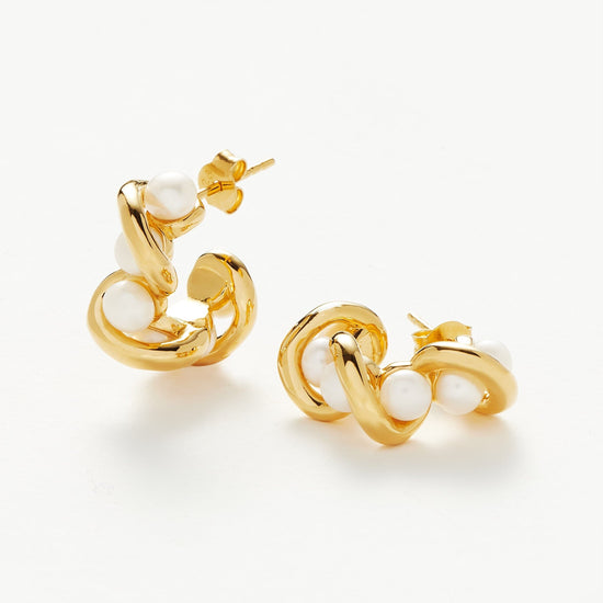 Molten Pearl Twisted Mini Double Hoop Earrings Earrings Missoma 