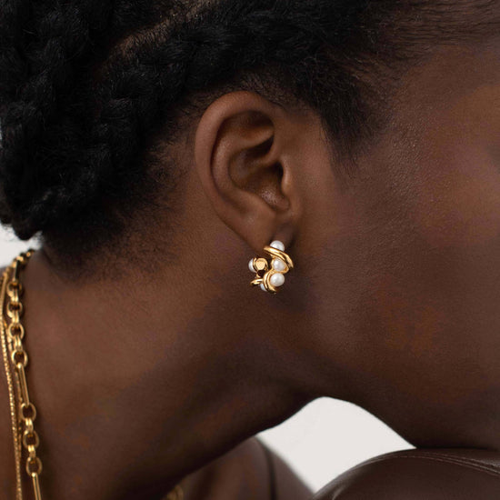 Molten Pearl Twisted Mini Double Hoop Earrings Earrings Missoma 