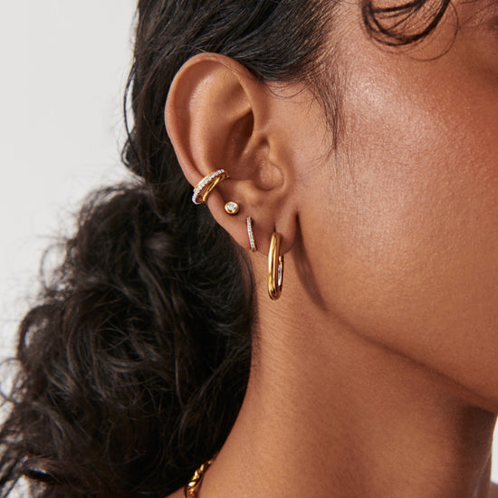 Oval Stone Medium Hoop Earrings | 18ct Gold Plated Vermeil/Cubic Zirconia Earrings Missoma 
