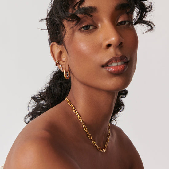 Oval Stone Medium Hoop Earrings | 18ct Gold Plated Vermeil/Cubic Zirconia Earrings Missoma 
