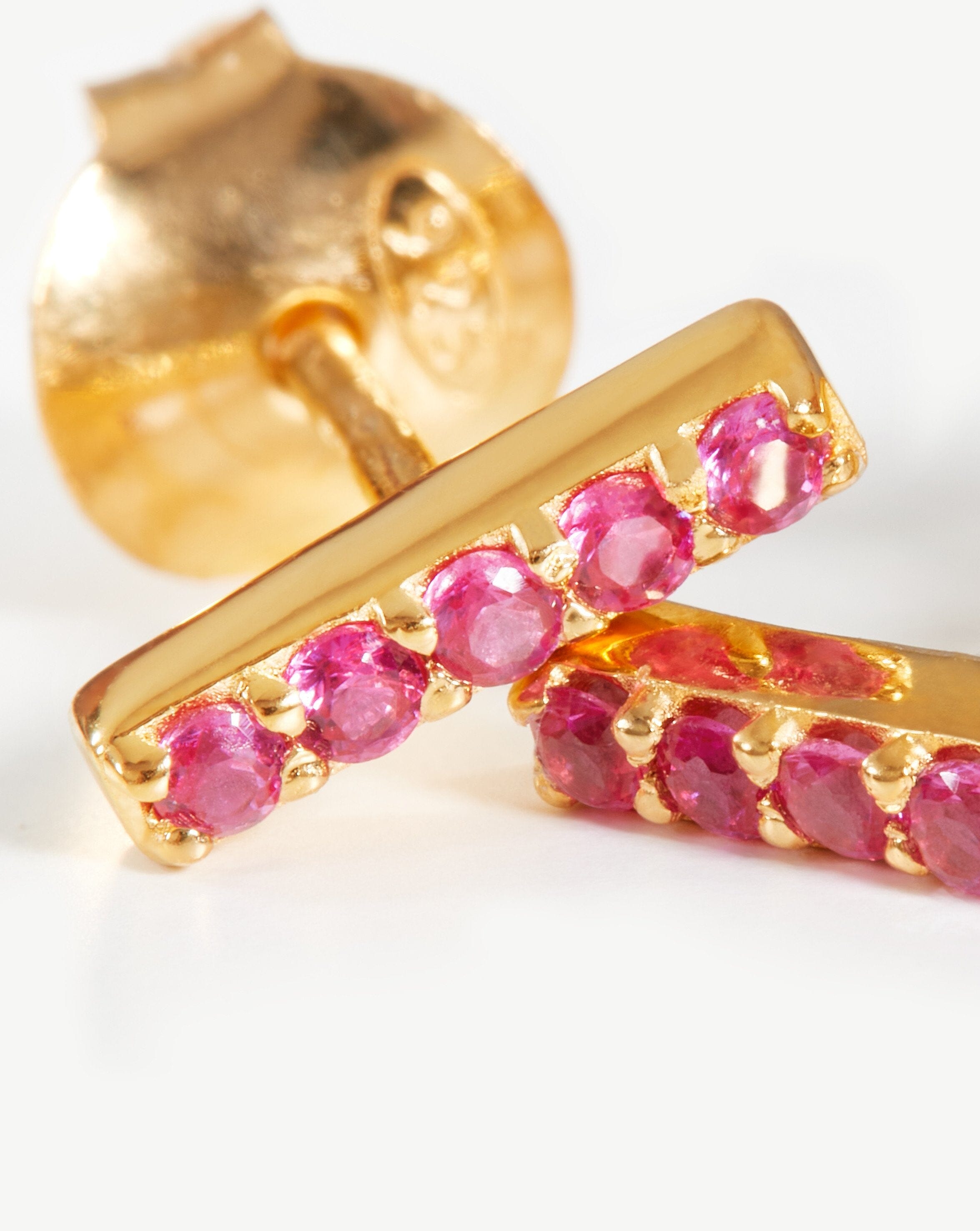 Pave Bar Stud Earrings | 18ct Gold Plated Vermeil/Pink Pave Earrings Missoma 