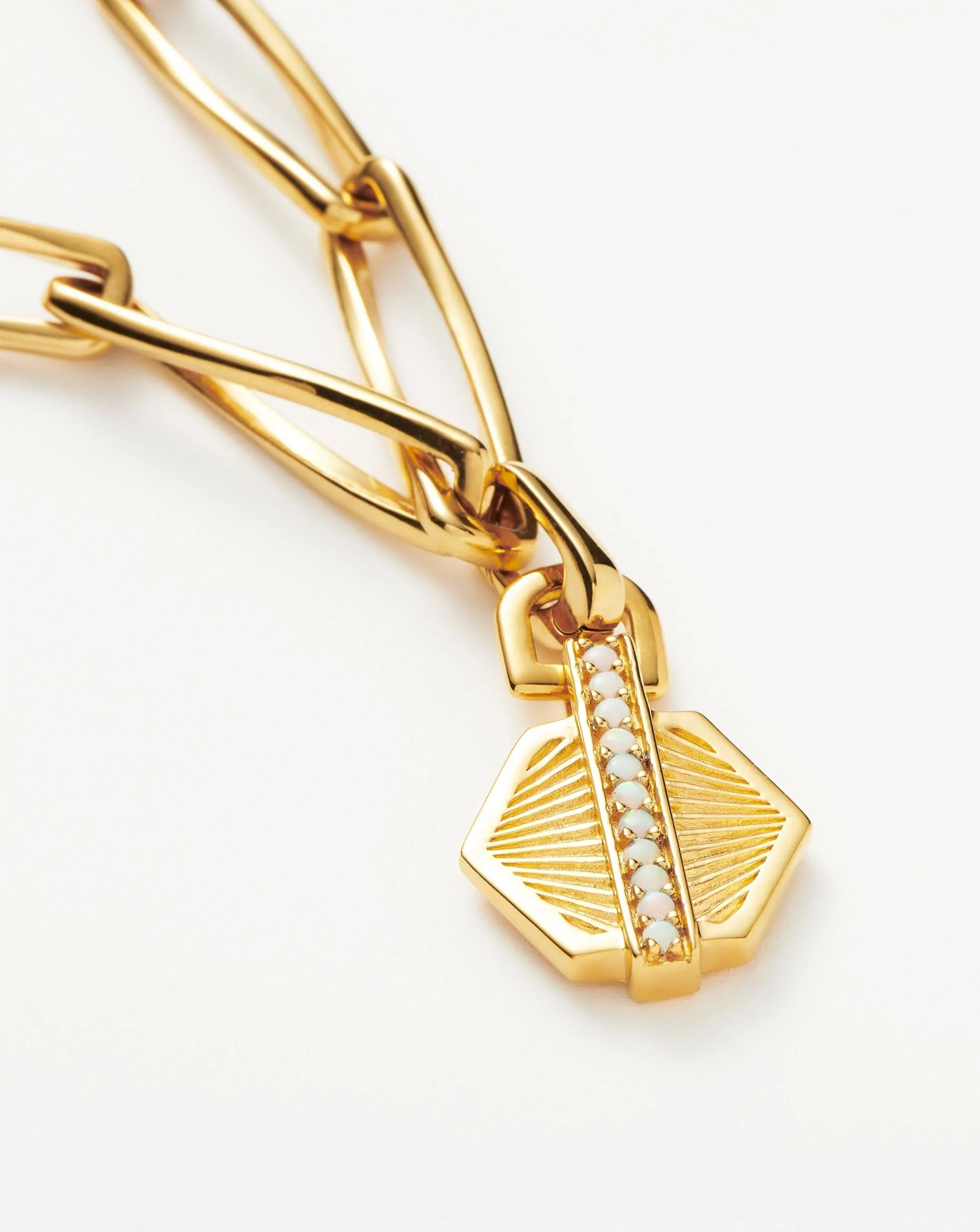 Pave Hex Twisted Link Chain Necklace | 18ct Gold Plated/Opalite Necklaces Missoma 
