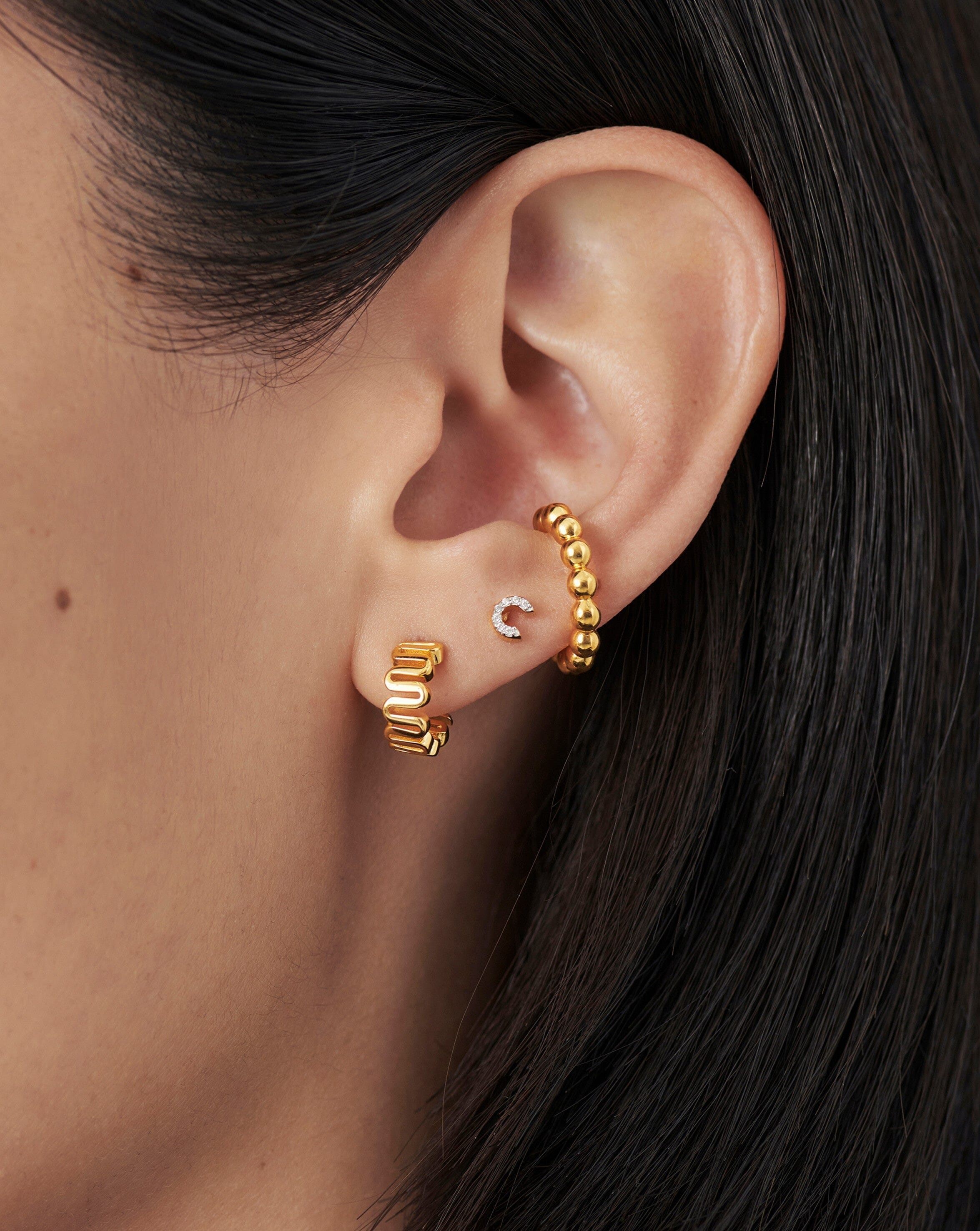 Pave Initial Single Stud Earring - Initial C | 18ct Gold Plated Vermeil/Cubic Zirconia Earrings Missoma 