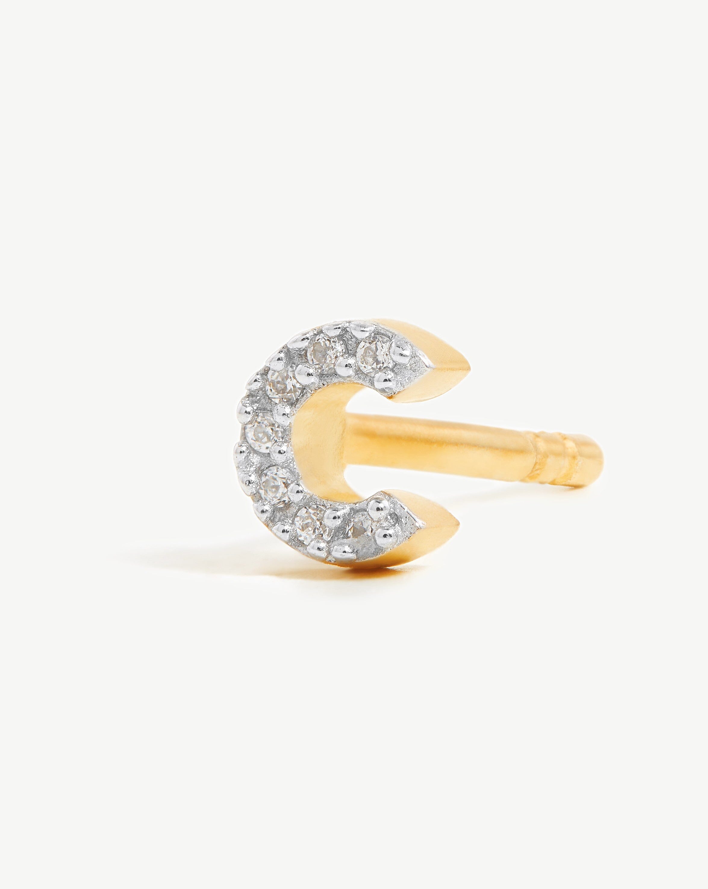 Pave Initial Single Stud Earring - Initial C | 18ct Gold Plated Vermeil/Cubic Zirconia Earrings Missoma 