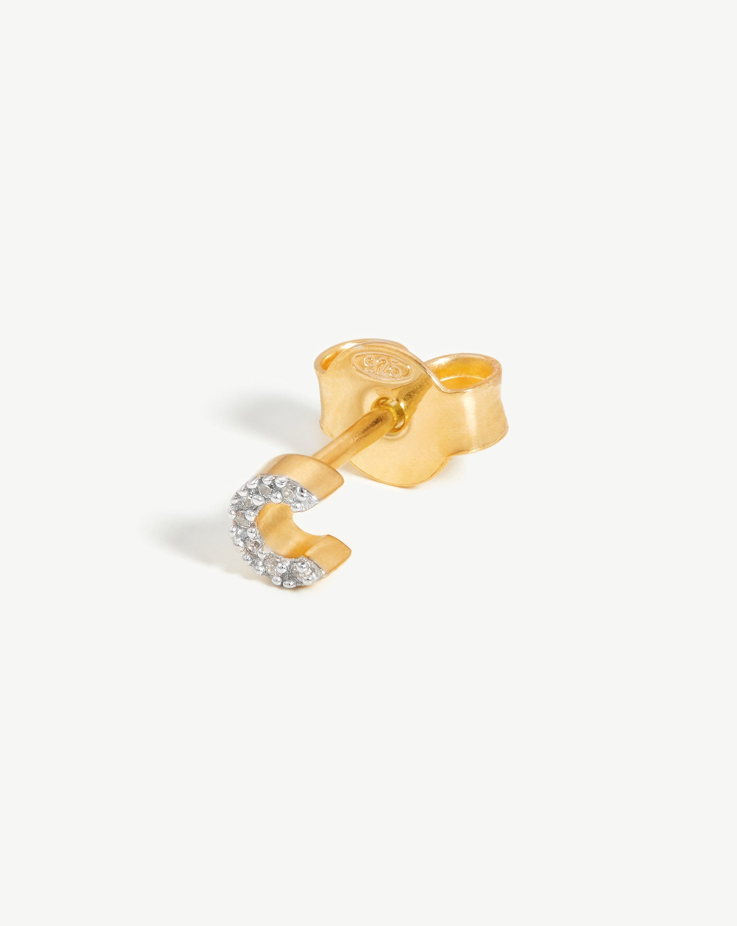 Pave Initial Single Stud Earring - Initial C | 18ct Gold Plated Vermeil/Cubic Zirconia Earrings Missoma 