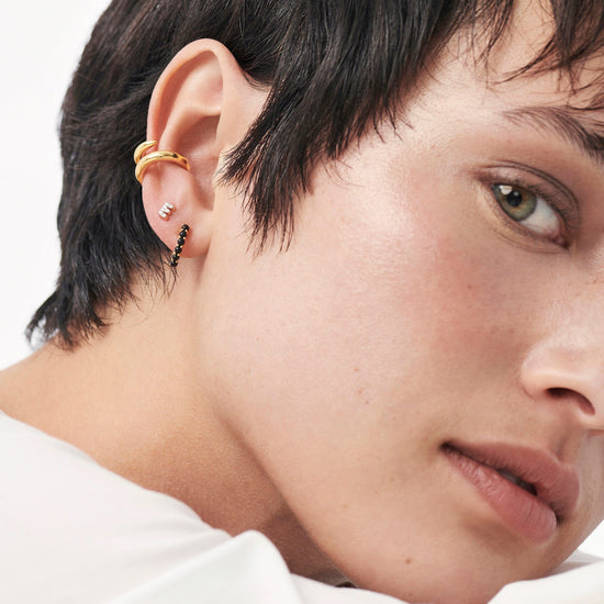 Pave Initial Single Stud Earring - Initial E | 18ct Gold Plated Vermeil/Cubic Zirconia Earrings Missoma 