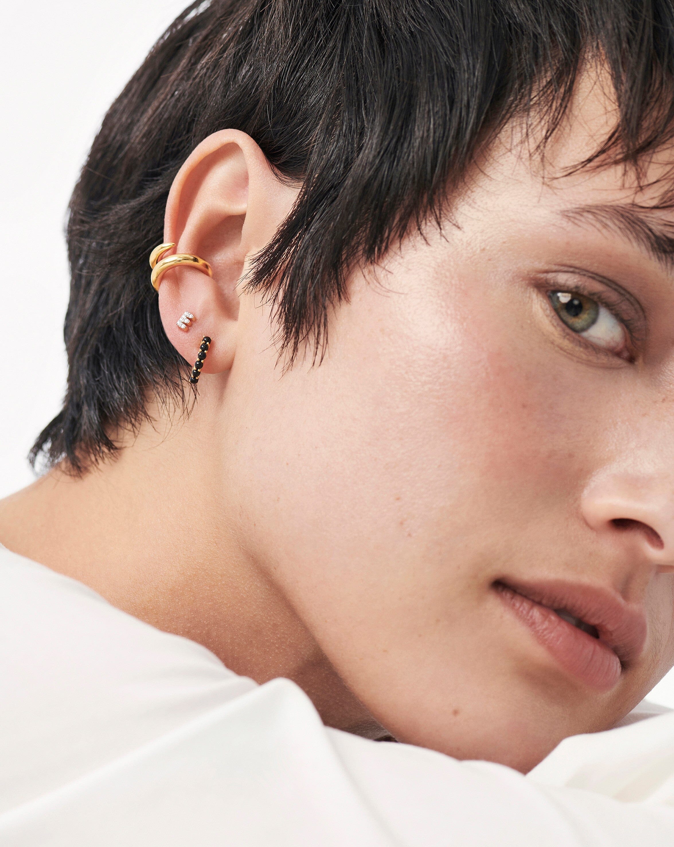Pave Initial Single Stud Earring - Initial E | 18ct Gold Plated Vermeil/Cubic Zirconia Earrings Missoma 