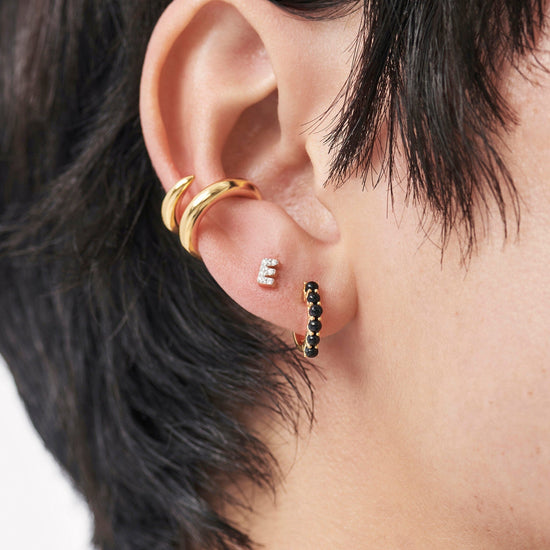 Pave Initial Single Stud Earring - Initial E | 18ct Gold Plated Vermeil/Cubic Zirconia Earrings Missoma 